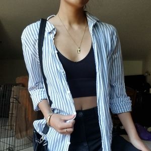 Blue striped button up